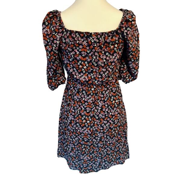 Wild Fable Black Floral Dress Puff Sleeves Key Hole Opening w/ Tie Size Small - Picture 4 of 8